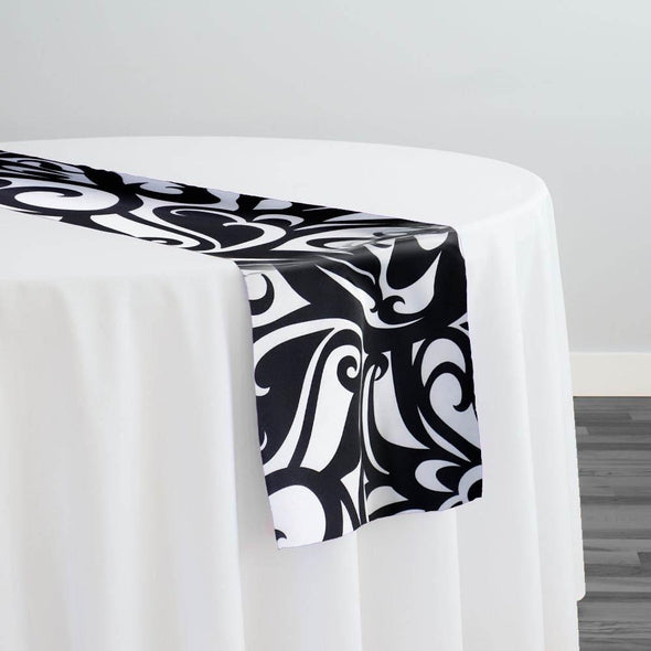 Abstract (Pucci) Table Runner in Black and White 02 Table Runner Urquid Linen
