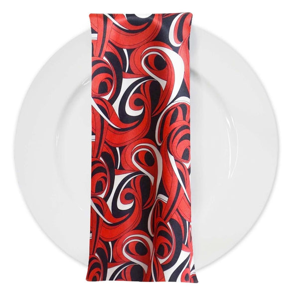 Abstract (Pucci) Table Napkin in Reds 04 Table Napkins Urquid Linen